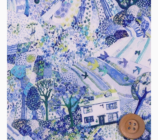 リバティ☆ ロイヤルオークハウス ブルー系 ヨークブラウスSＭL