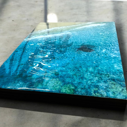 ヤシの影> N002 超立体 沖縄の海 レジンアートボード 美ら海