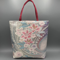 着物 帯 帯締め ハンドメイド トートバッグ リメイク 金 桜 着物 帯 帯締め ハンドメイド トートバッグ リメイク 金 桜