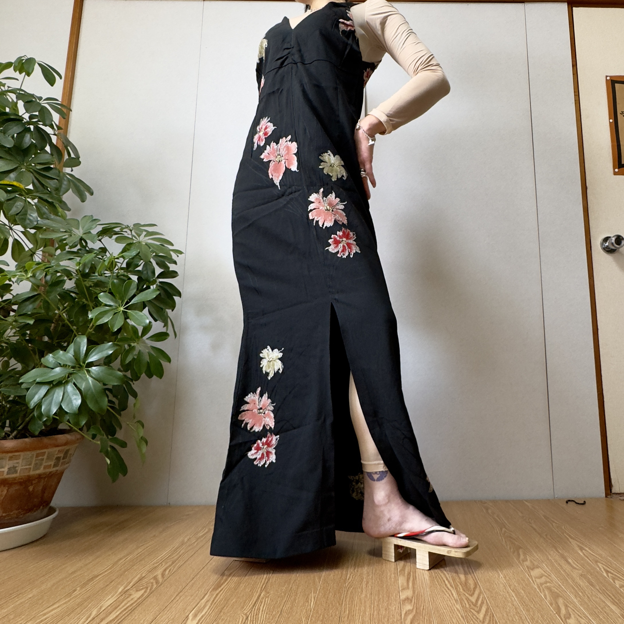 【送料無料】着物地ノースリーブワンピース[WK18]