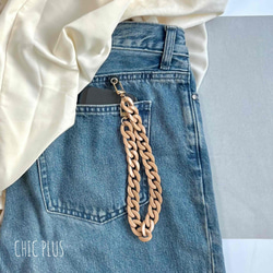 Nudeピンク チェーン ハンドストラップ 落下防止スマホストラップ 手首 リストストラップ 4枚目の画像