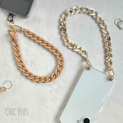 Nudeピンク チェーン ハンドストラップ 落下防止スマホストラップ 手首 リストストラップ 9枚目の画像