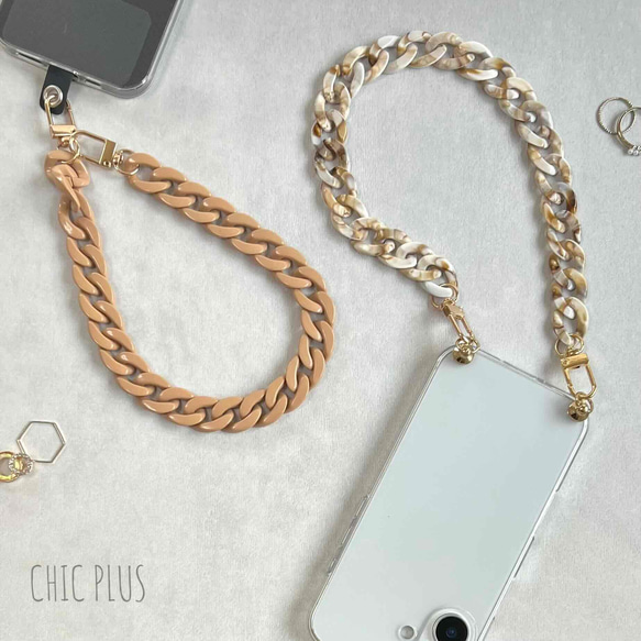 Nudeピンク チェーン ハンドストラップ 落下防止スマホストラップ 手首 リストストラップ 9枚目の画像