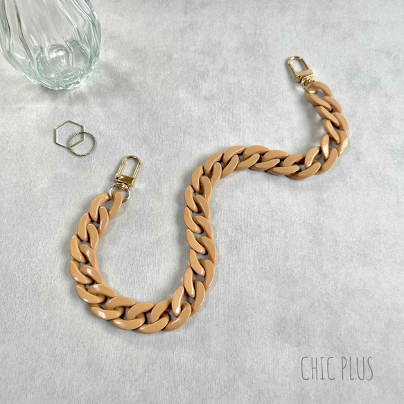 Nudeピンク チェーン ハンドストラップ 落下防止スマホストラップ 手首 リストストラップ 3枚目の画像