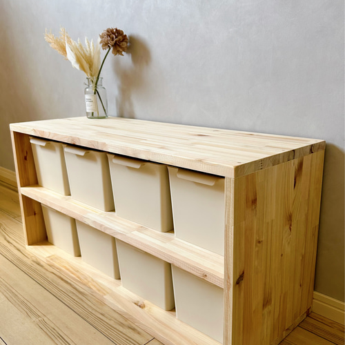 ひのき　収納棚　ラック　チェスト　無垢材家具　棚　檜　桧 ひのき 桧 檜 収納 棚 シェルフ ボックス付 片付け 本棚 組立