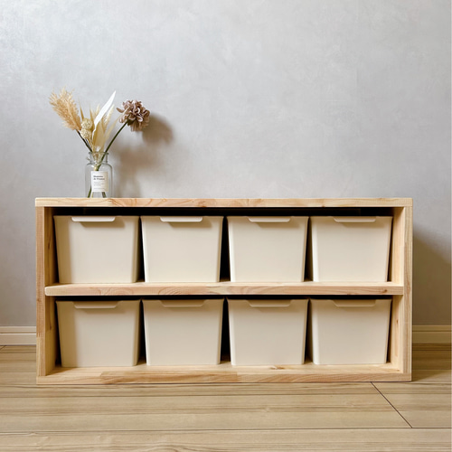 ひのき 桧 檜 収納 棚 シェルフ ボックス付 片付け 本棚 組立