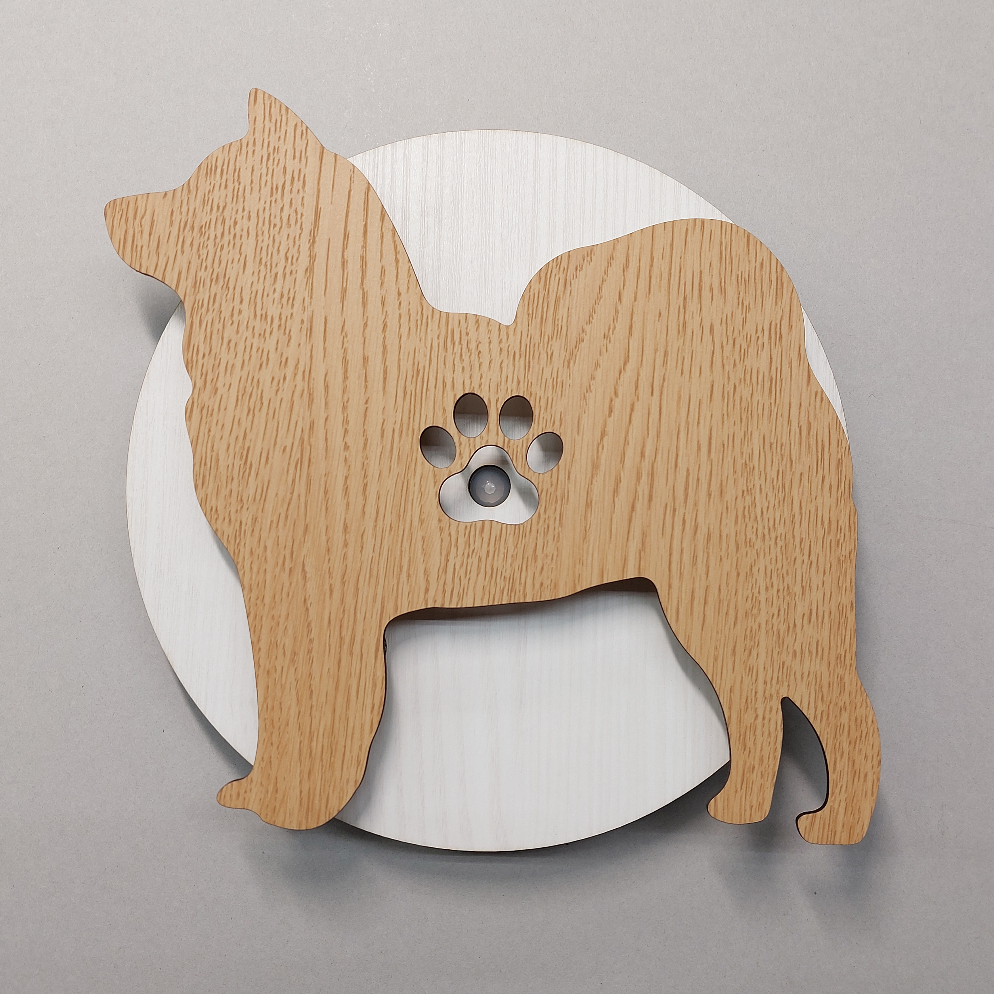 【人感センサー・ウォールライト】名入れ・文字入れ　はみ出しワンちゃん　柴犬　ベージュ