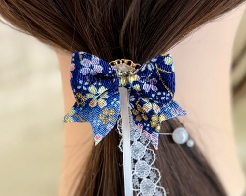 コデマリで夜桜-1 ハンドメイド ヘアゴム ブローチ ポニーフック キーホルダー 671d68718f79f5a77e7298d6472d83