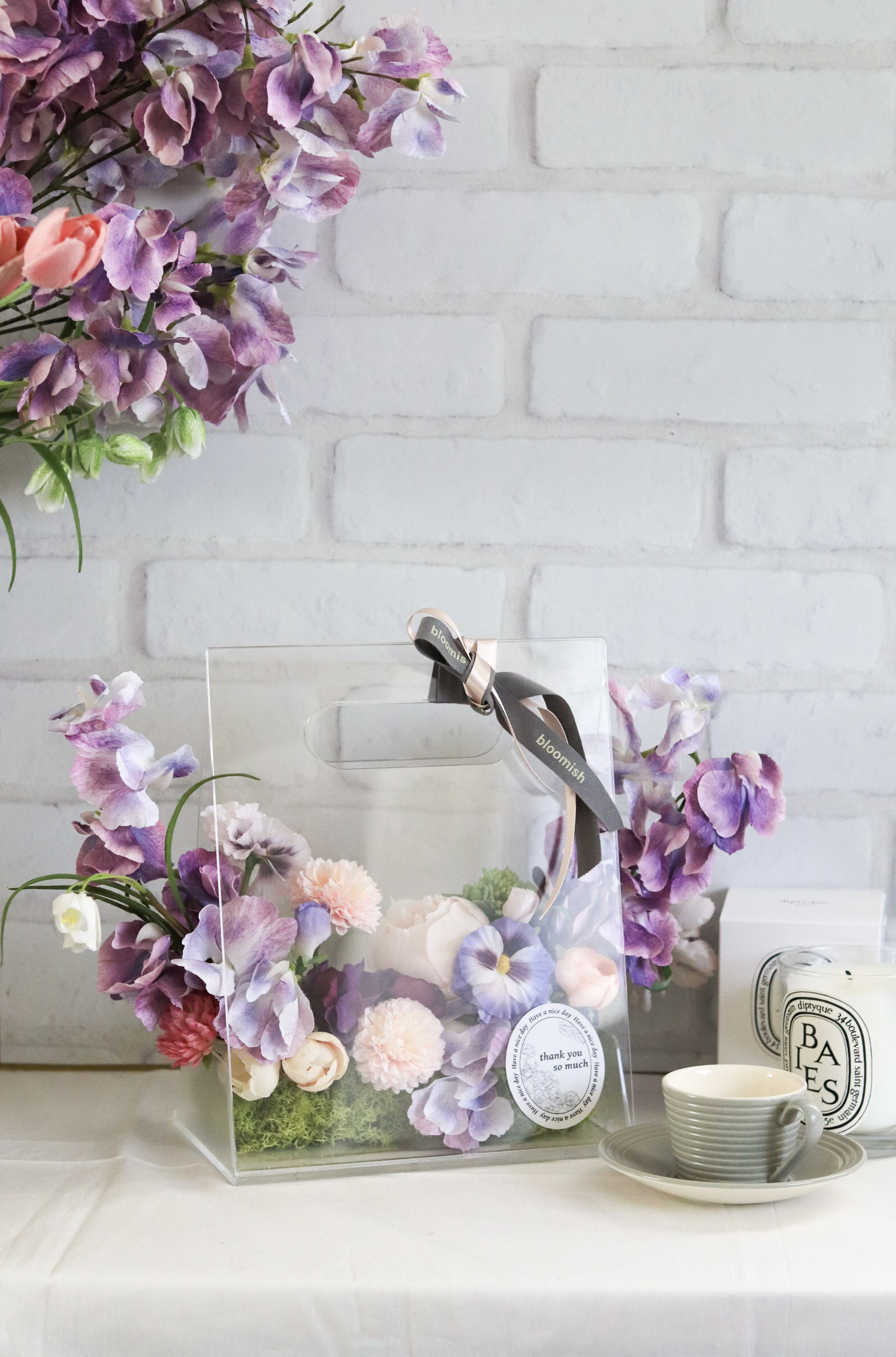 韓国風アクリルバッグアレンジメント