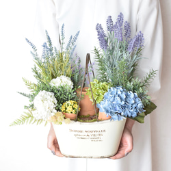 【送料無料！】紫陽花いっぱい♪ハーブとラベンダーの寄せ植えガーデン＊ 3枚目の画像