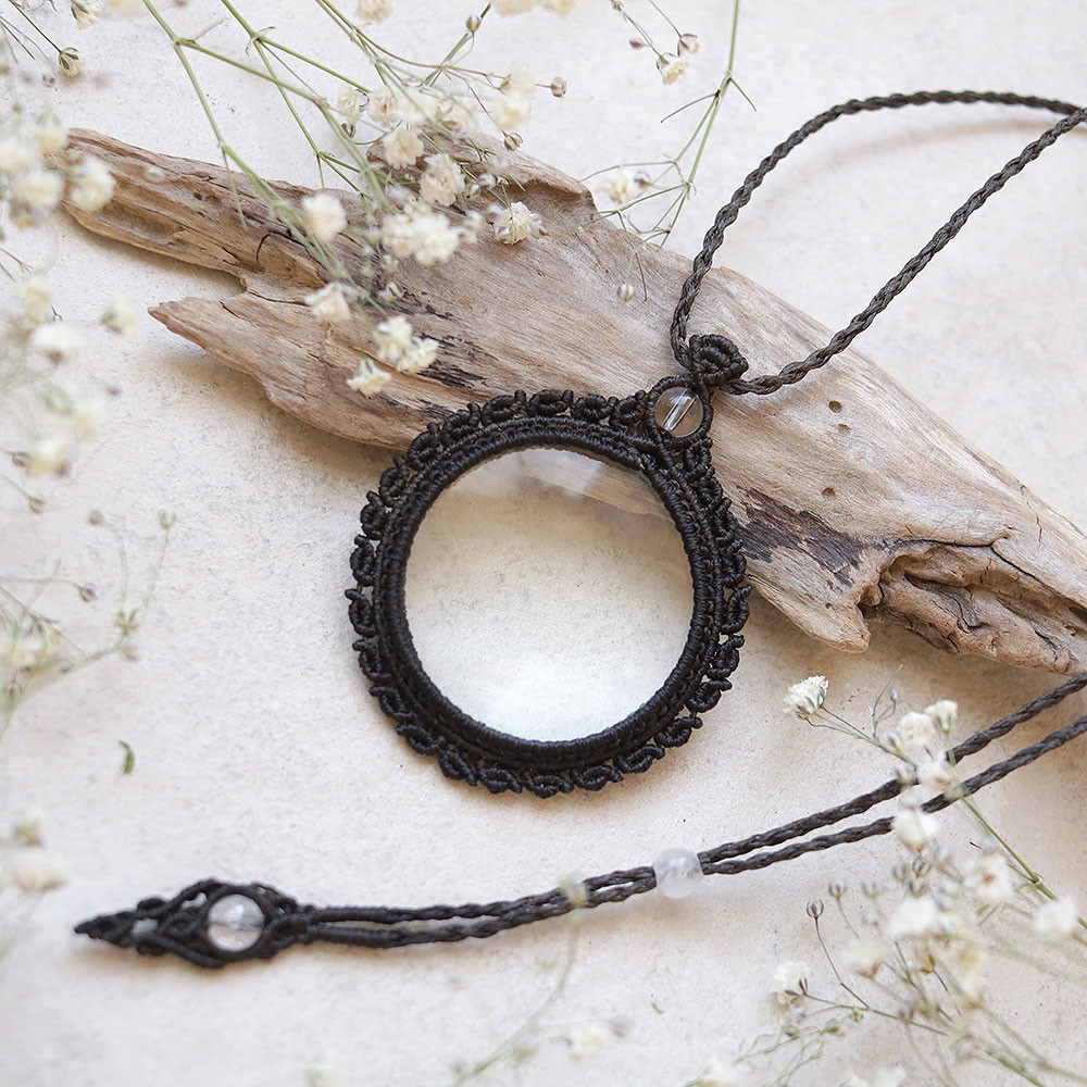 ルーペマクラメネックレスmac446キーホルダーに変更可能虫眼鏡アクセサリー