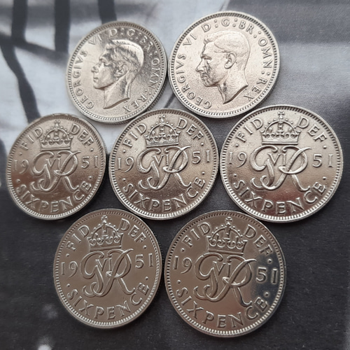 イギリス 1951年 英国ラッキーシックスペンス コイン 7枚セット 1951年