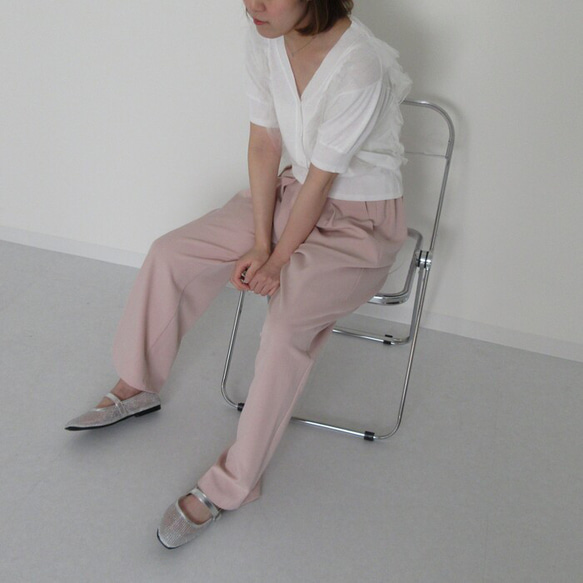 【全３色】大人可愛いが手に入る♪ チュールフリル半袖ニットカーディガン 25105 11枚目の画像