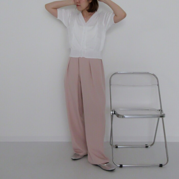 【全３色】大人可愛いが手に入る♪ チュールフリル半袖ニットカーディガン 25105 9枚目の画像