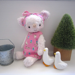 ハンドメイド テディベア うさぎのぬいぐるみ ブラウン
