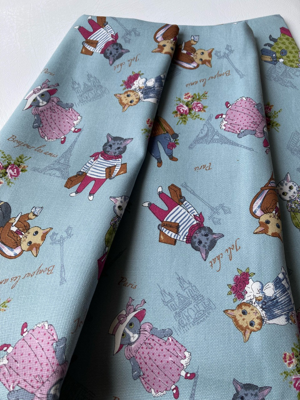 再販未定【ブルー】着丈延長可猫 可愛いにゃんこ レディーススカート ネコ ねこスカート 大人スカート ギャザースカート