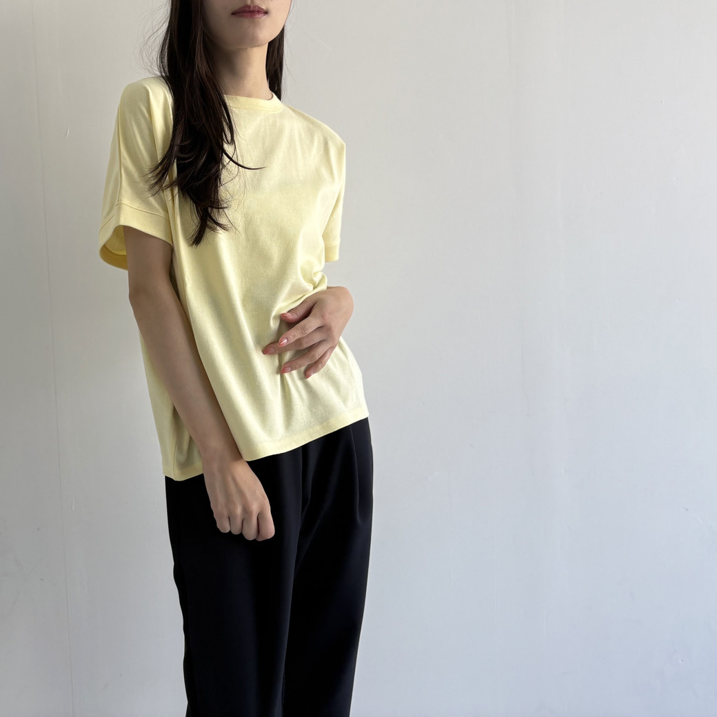 【日本製】USAコットン　ドルマンハーフスリーブ プルオーバー＿イエロー