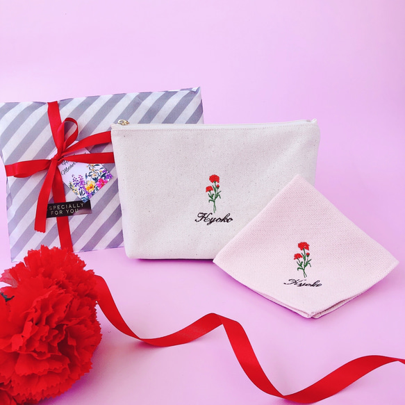24種から選べるflowerハンカチとポーチのセット 18枚目の画像