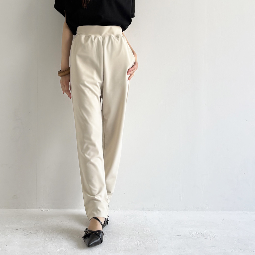 【日本製】ゼログポンチ＿ゴム＆紐テイパードパンツ＿クリーム