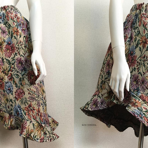 1点もの・デザイン画付き】ゴブラン織りアシメトリーフリルスカート  