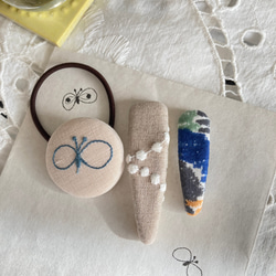 くるみボタンヘアゴム＆パッチンピン 3点セット ☆ ミナペルホネン