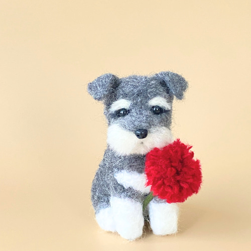 いつでもいっしょ♪ ミニチュアシュナウザーの羊毛フェルトの