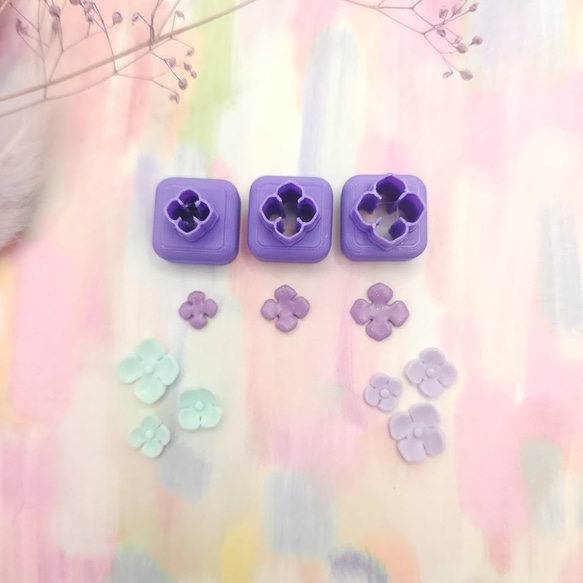 ポリマークレイカッター 168 ポリマークレイカッター *紫陽花 3点セット ミニサイズ* 抜き型 クレイ