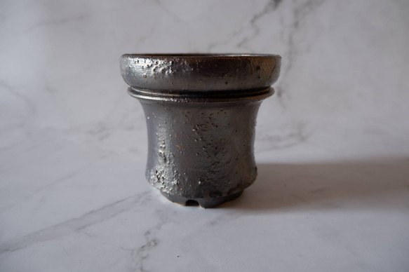 3.5号燻し金彩鉢009　塊根植物　多肉植物　盆栽　植木鉢　作家鉢　鉢皿　沖縄 3枚目の画像