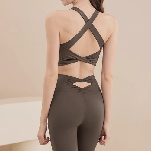 スポーツウェア上下セット ヨガピラティストップスパンツ セットアップ