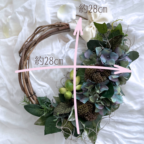 枯れない花の玄関リース｜造花リース｜本物そっくり｜アーティ