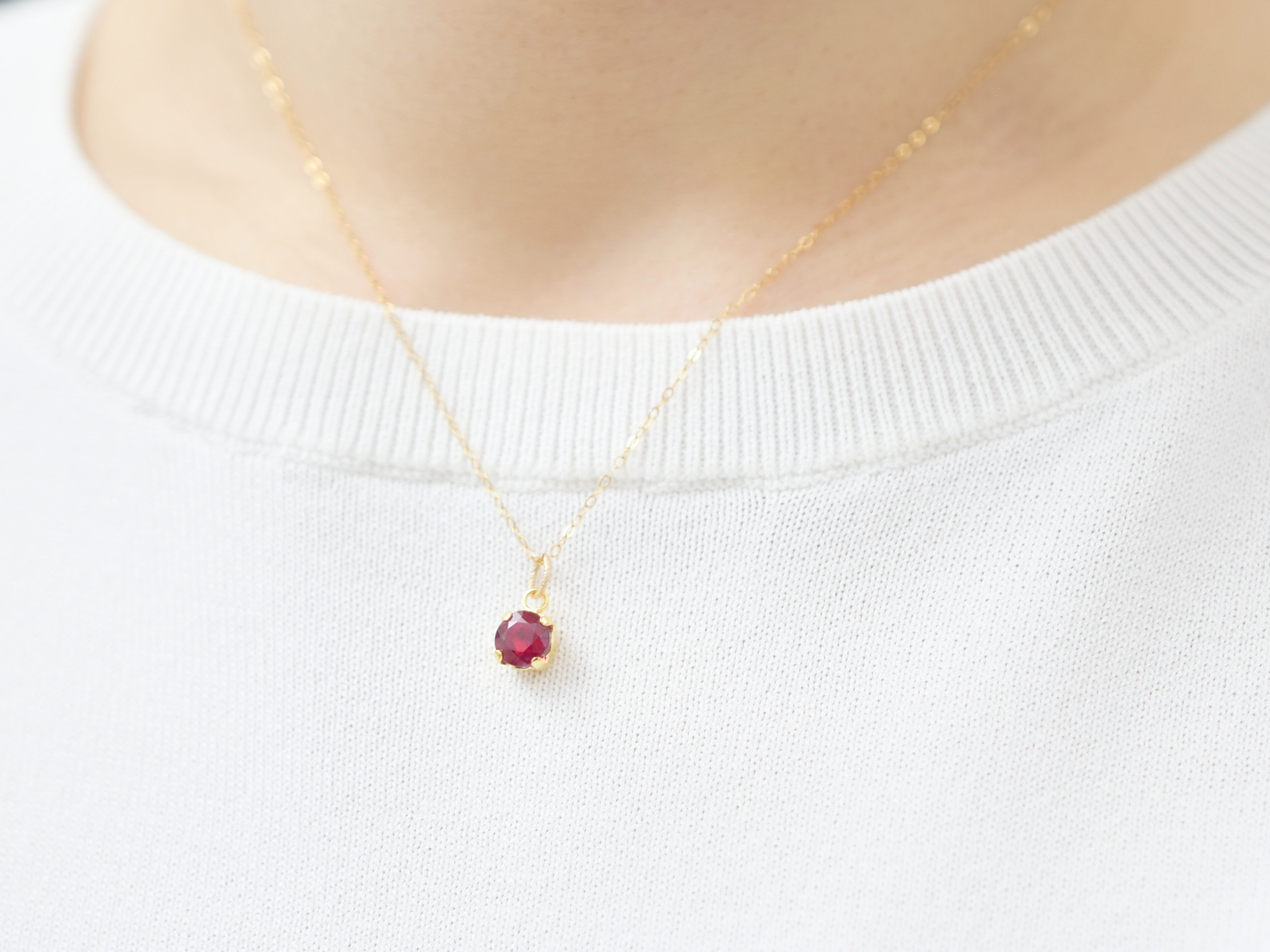 ▶︎6mm 麗しの ルビー 天然石 7月誕生石 ▶︎ ネックレス 14kgf