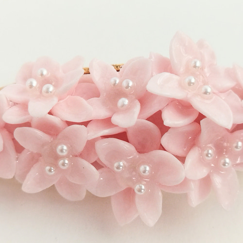 紫陽花 ツツジ 花 ヘアクリップ アレルギー対応 パール 天然石 ムーン