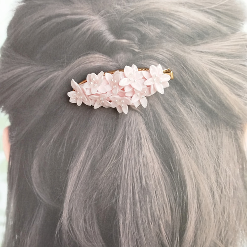 紫陽花 ツツジ 花 ヘアクリップ アレルギー対応 パール 天然石 ムーン