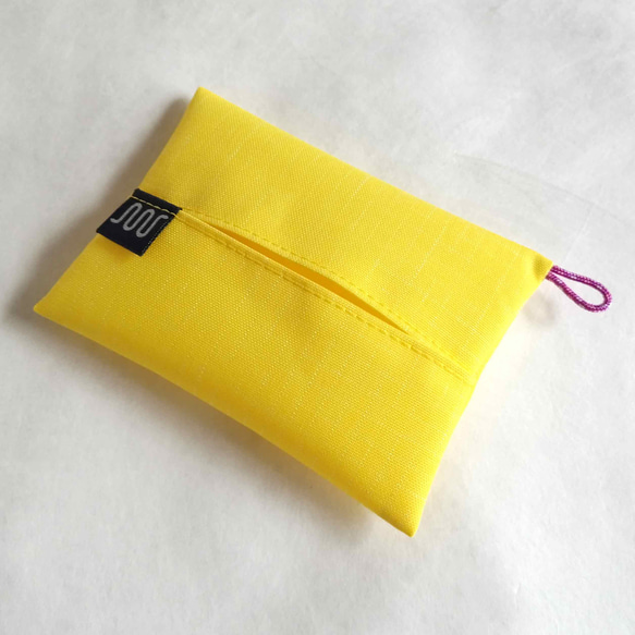 リップストップナイロン ポケットティッシュポーチ・ケース  イエロー アウトドア ナイロン 1枚目の画像