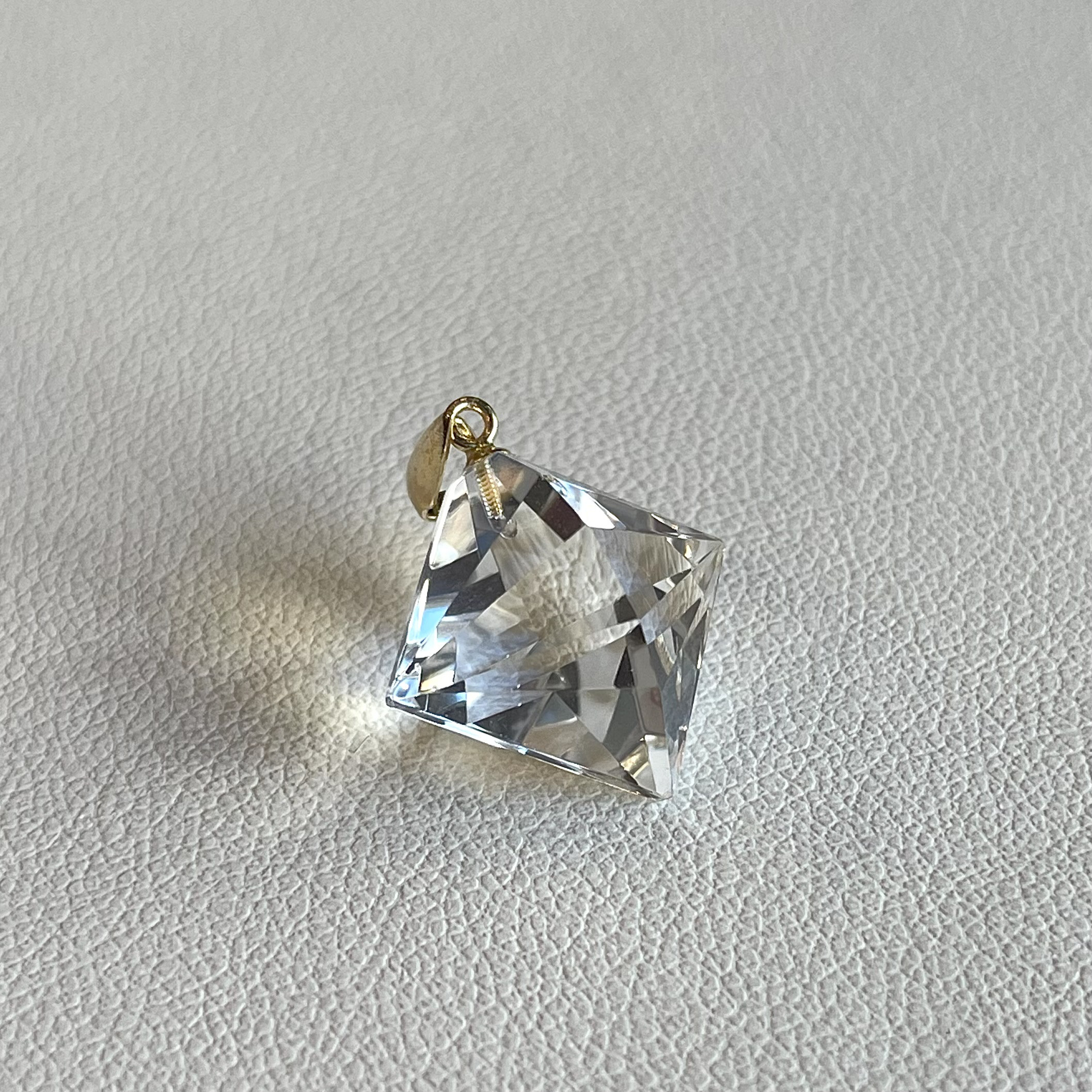 K18、水晶 ペンダントトップ　No.22804