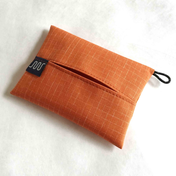 リップストップナイロン ポケットティッシュポーチ・ケース  オレンジ アウトドア ナイロン 1枚目の画像