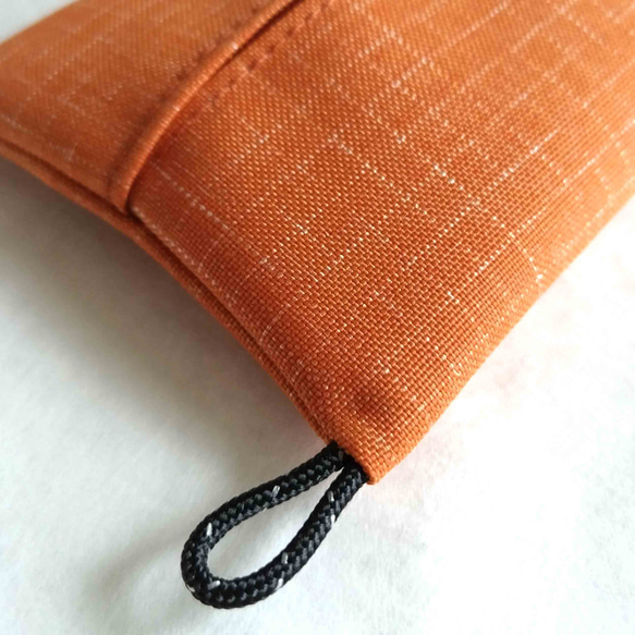 リップストップナイロン ポケットティッシュポーチ・ケース  オレンジ アウトドア ナイロン 2枚目の画像