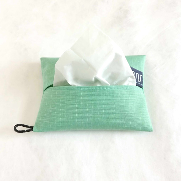 リップストップナイロン ポケットティッシュポーチ・ケース  オレンジ アウトドア ナイロン 3枚目の画像