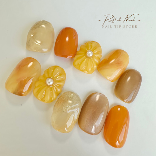 ぷっくりひまわりネイル 夏ネイル ひまわり ぷっくりフラワー 向日葵
