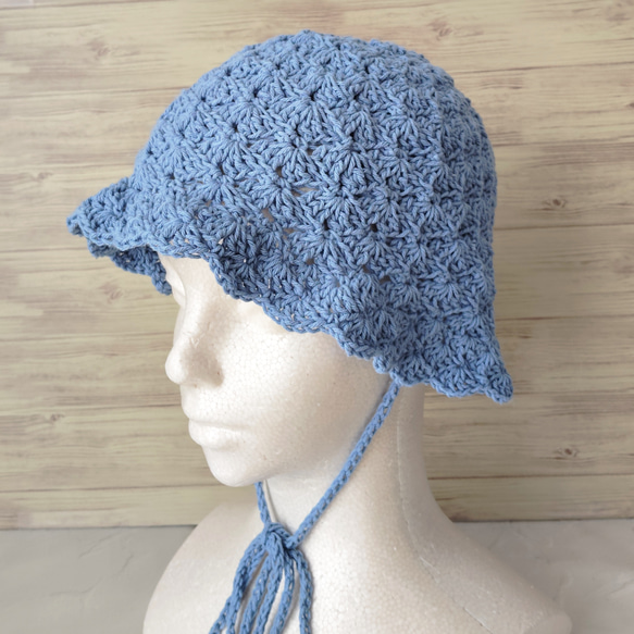 ハンドメイド☺︎春夏コットン毛糸☺︎モチーフハット☺︎クロシェバケット夏ハットフェス ハンドメイド☺︎春夏コットン毛糸☺︎モチーフハット