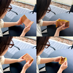 栃木レザー仕立て くるみボタンの三つ折り財布  誕生日プレゼントにもいい刻印無料 4枚目の画像