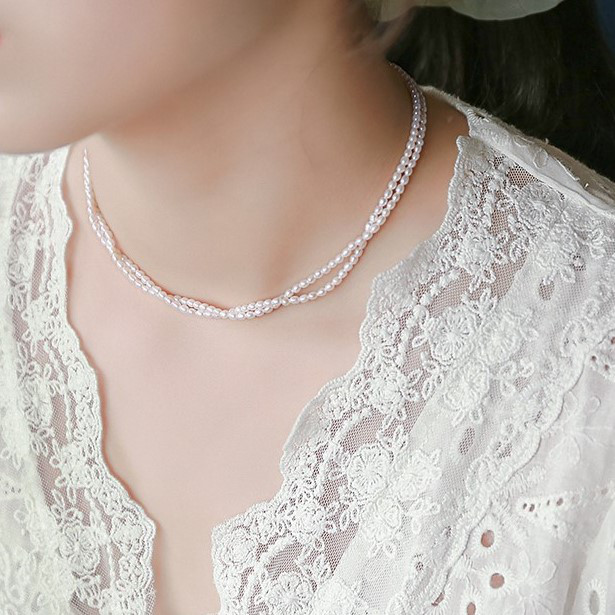 3-4mm淡水パールのネックレス　真珠　淡水真珠 淡水パール  6月誕生石 ブライダル ウェディング 結婚式