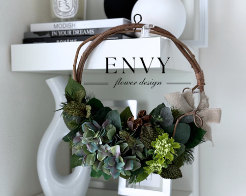 生花風｜枯れない花の造花リース｜リアルなアーティフィシャルフラワー