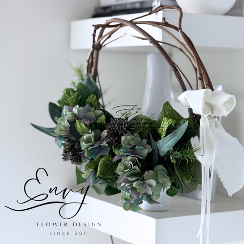 枯れない花のドアリース｜リアルな造花リース｜アーティ