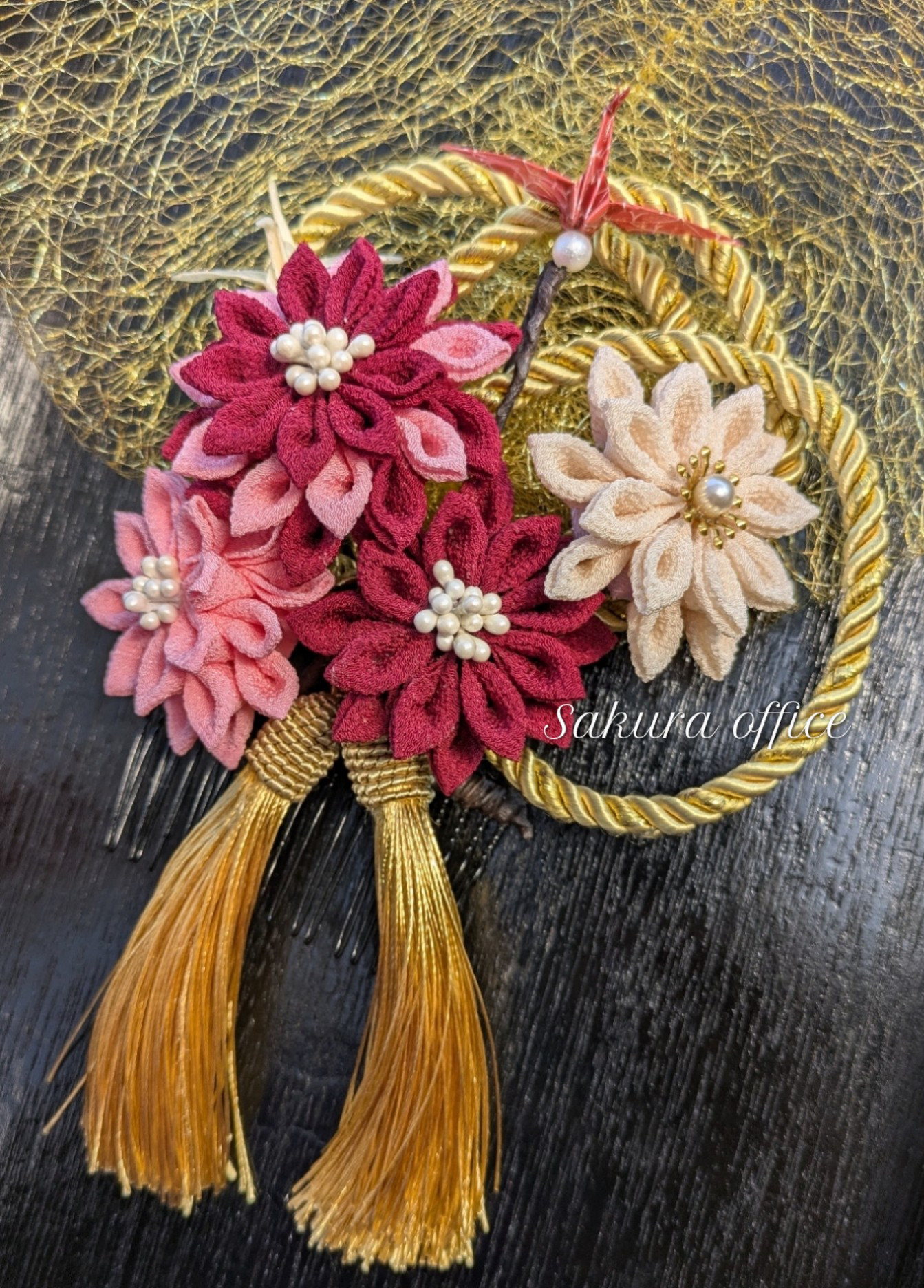 成人式、卒業式、七五三、つまみ細工　髪飾り