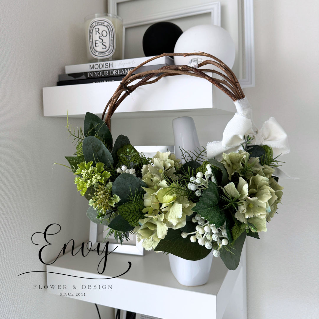 造花×リアル感｜秋色あじさいのフェイクリース｜玄関に幸運を呼び込むドアリース｜アーティフィシャルフラワー