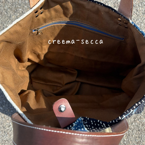 古布の筒描刺し子山ぶどうカゴバッグ 本革 かごバッグ secca 通販