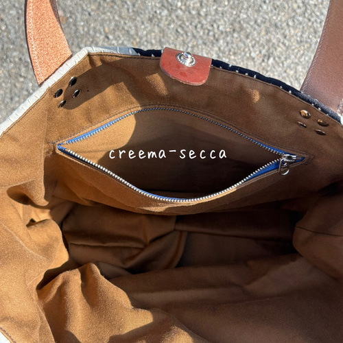 古布の筒描刺し子山ぶどうカゴバッグ 本革 かごバッグ secca 通販