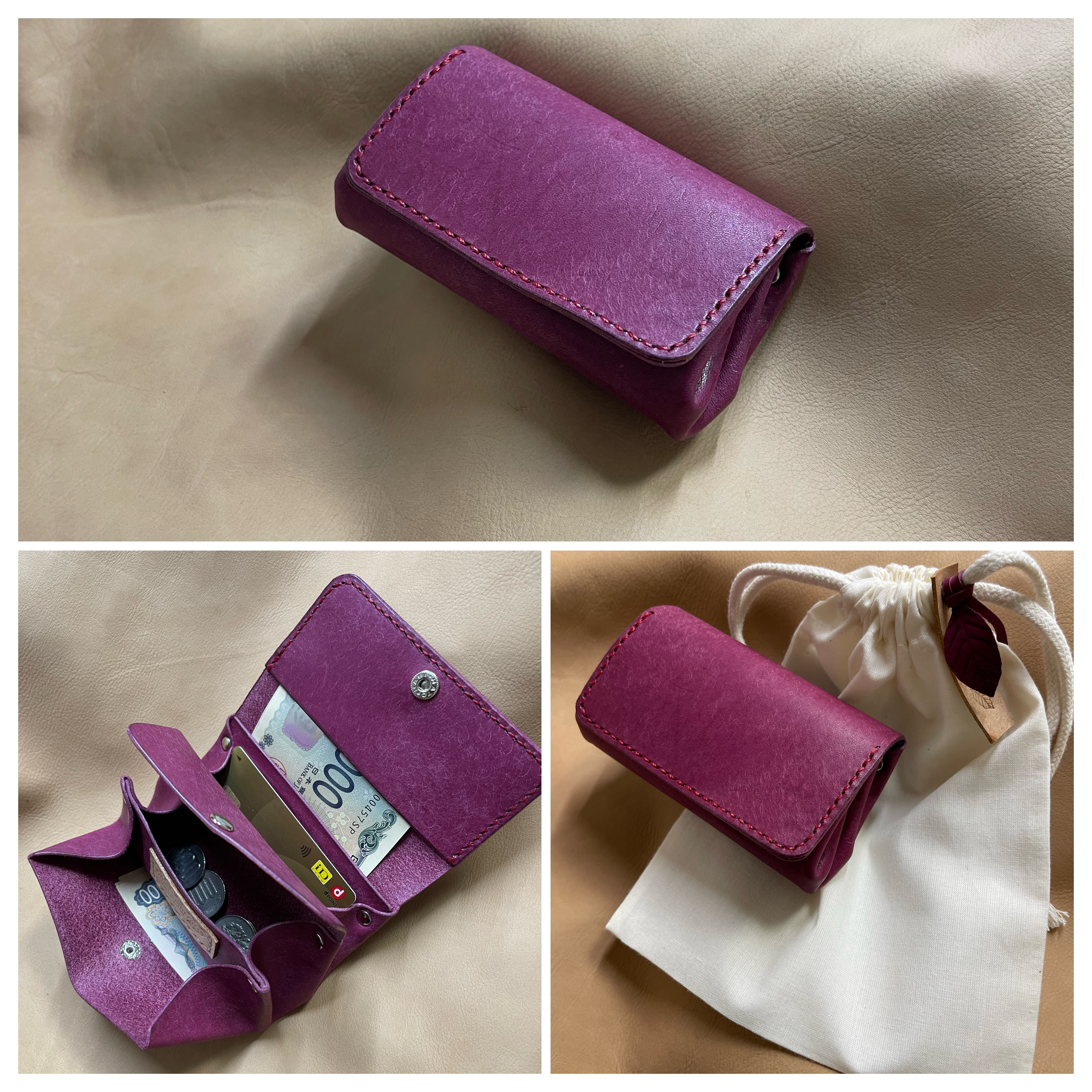 アコーディオン ミニウォレット FUKU ピンク