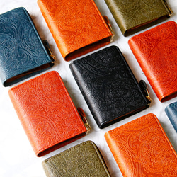 【ペイズリー柄★SATTO L】小さいのにお札が折れない！Lファス型最小に挑む栃木レザーミニ財布 3color 7枚目の画像